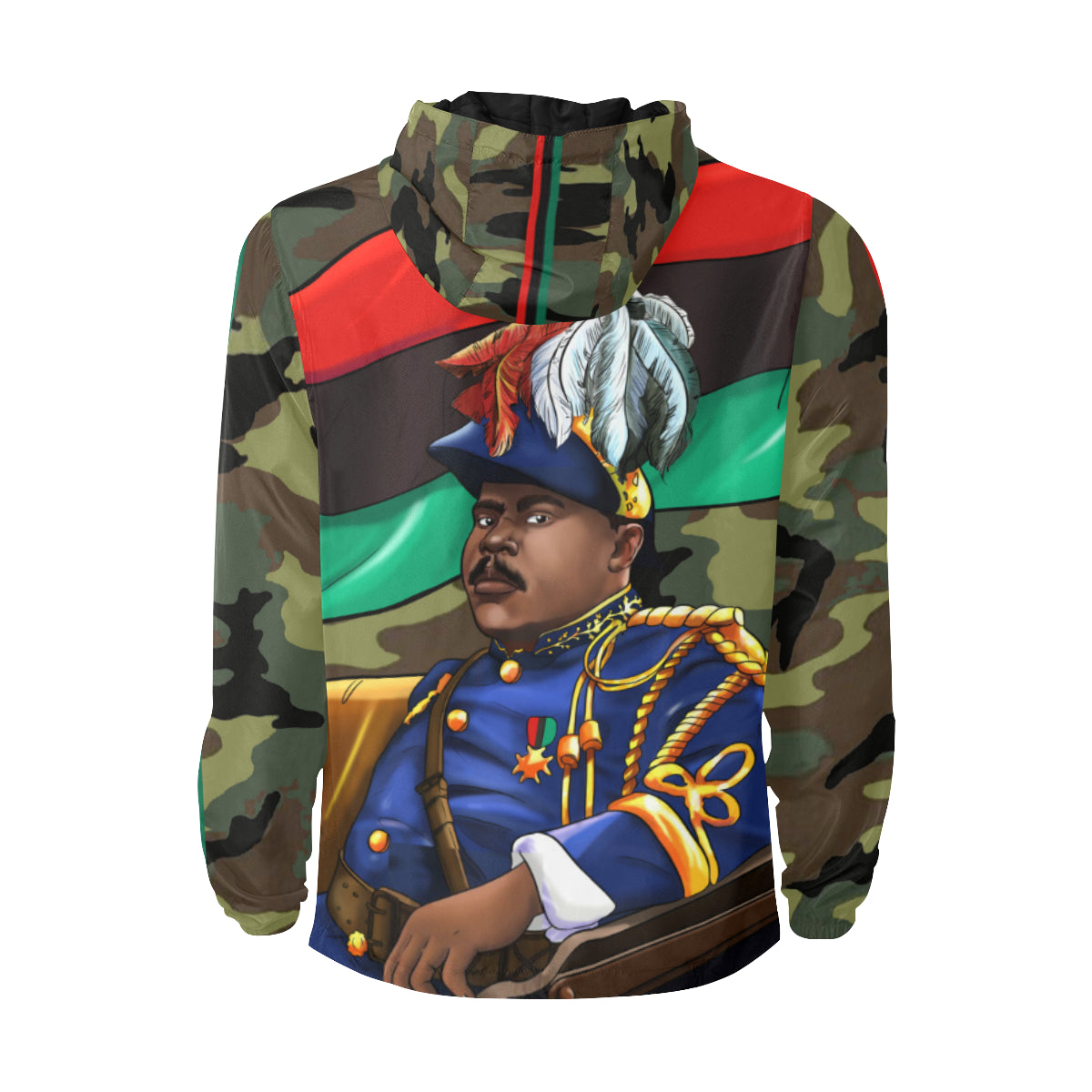Marcus Garvey Army Green Camo Wind breaker for Men - UrbanToons Inc.