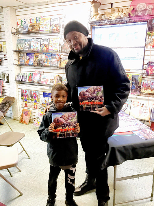 Urbantoons Panther's Pride children's book singing at the Black and Nobel book store.