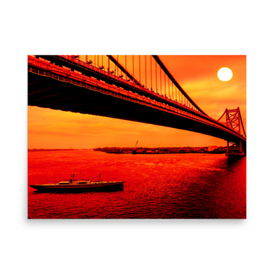 Benjamin Franklin Bridge: Red Dawn Poster 18″×24″