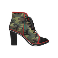 RBG Army Green Boooties Women's Lace Up Chunky Heel Ankle Booties (Model 054) - UrbanToons Inc.