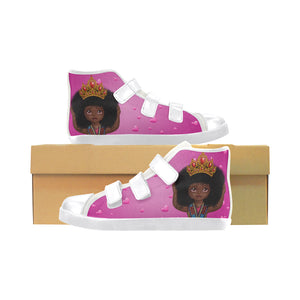 Shakura,”I Love My Crown” Velcro High Top Canvas Sneakers - UrbanToons Inc.