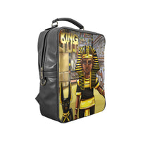 King Tut Vegan Leather Black Square Backpack (Model 1618) - UrbanToons Inc.