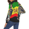 Haile Selassie I Ladies Bomber All Over Print Bomber Jacket for Women (Model H19) - UrbanToons Inc.
