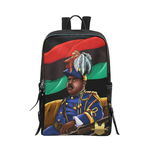 Marcus Garvey Black Vegan Leather Unisex Slim Backpack (Model 1664) - UrbanToons Inc.