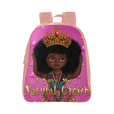 Urbantoons, “I Love My Natural Crown.” School Backpack (Medium) - UrbanToons Inc.