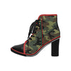 RBG Army Green Boooties Women's Lace Up Chunky Heel Ankle Booties (Model 054) - UrbanToons Inc.