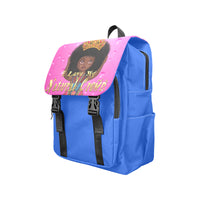 Urbantoons I Love My Natural Crown Blue Casual Shoulders Backpack (Model 1623) - UrbanToons Inc.