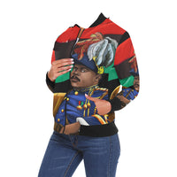 Urbantoons Marcus Garvey Lady's Bomber All Over Print Bomber Jacket for Women (Model H19) - UrbanToons Inc.