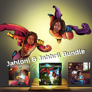 Jahloni and Jahbril Book Bundle bonus Daddy Does My Hair - UrbanToons Inc.
